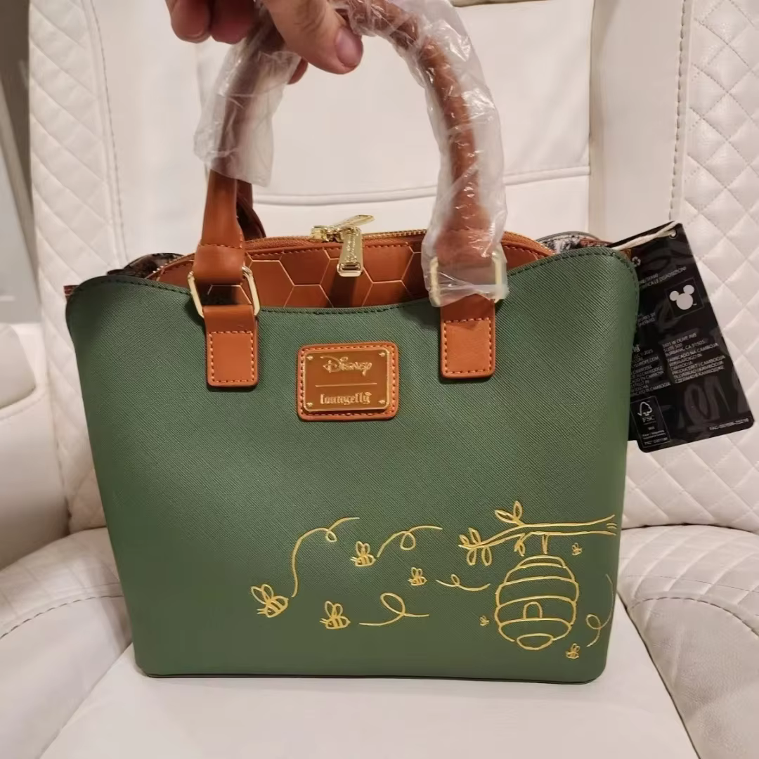 Sac fourre-tout minimaliste Disney Loungefly Winnie l'ourson, sac à bandoulière vert dessin animé, s