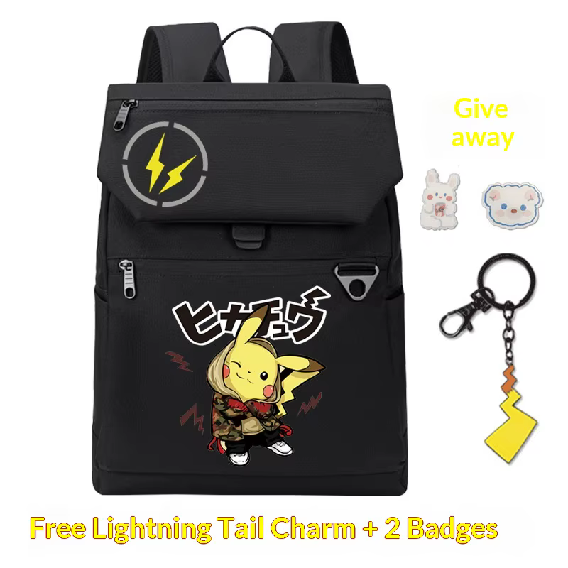 Sac à dos lumineux FDO Pikachu, léger, motif dessin animé Pokemon, pour étudiants, usage quotidien, 