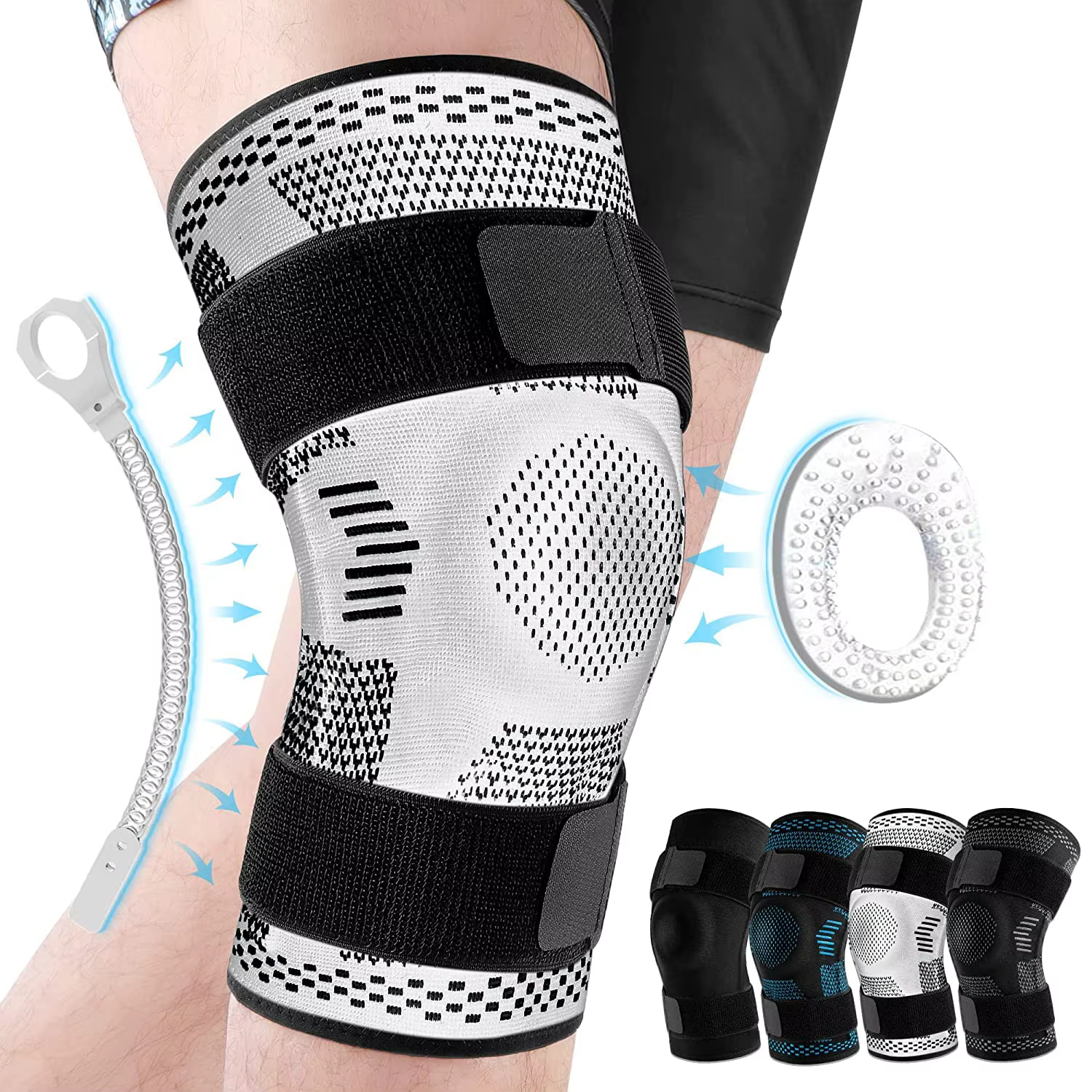 Genouillères de sport pour la douleur au genou, récupération des blessures au ménisque, avec stabili