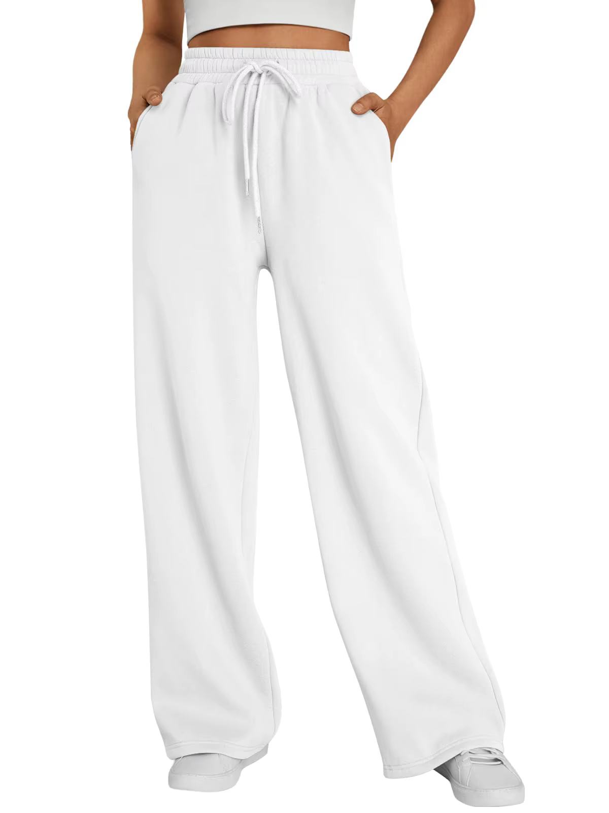 Pantalon de sport pour femme, nouveau style 2026, coupe large, avec poches, décontracté, à cordon de