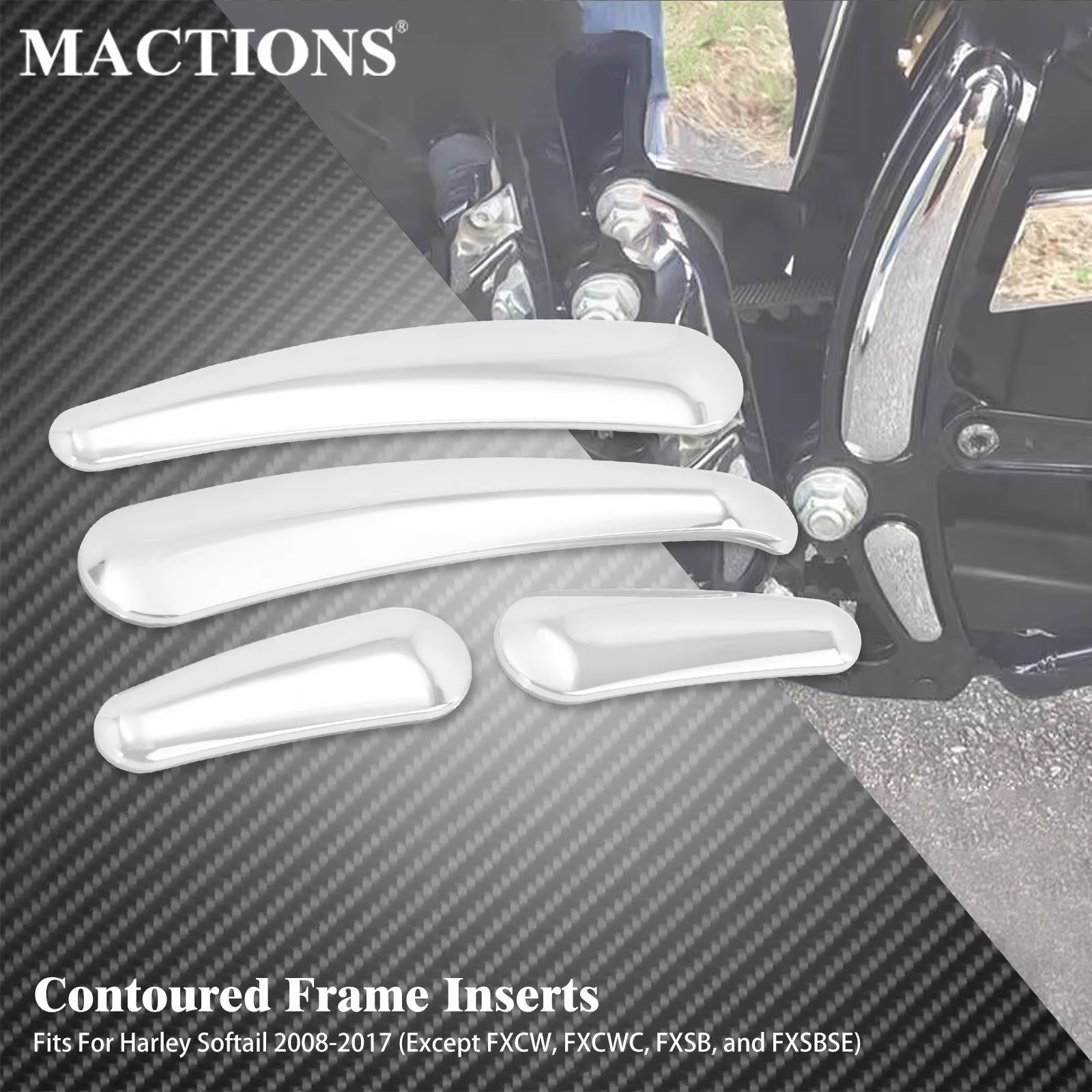 4xMoto 3D bras oscillant cadre insérer couverture chromée pour Harley Heritage Softail personnalisé 