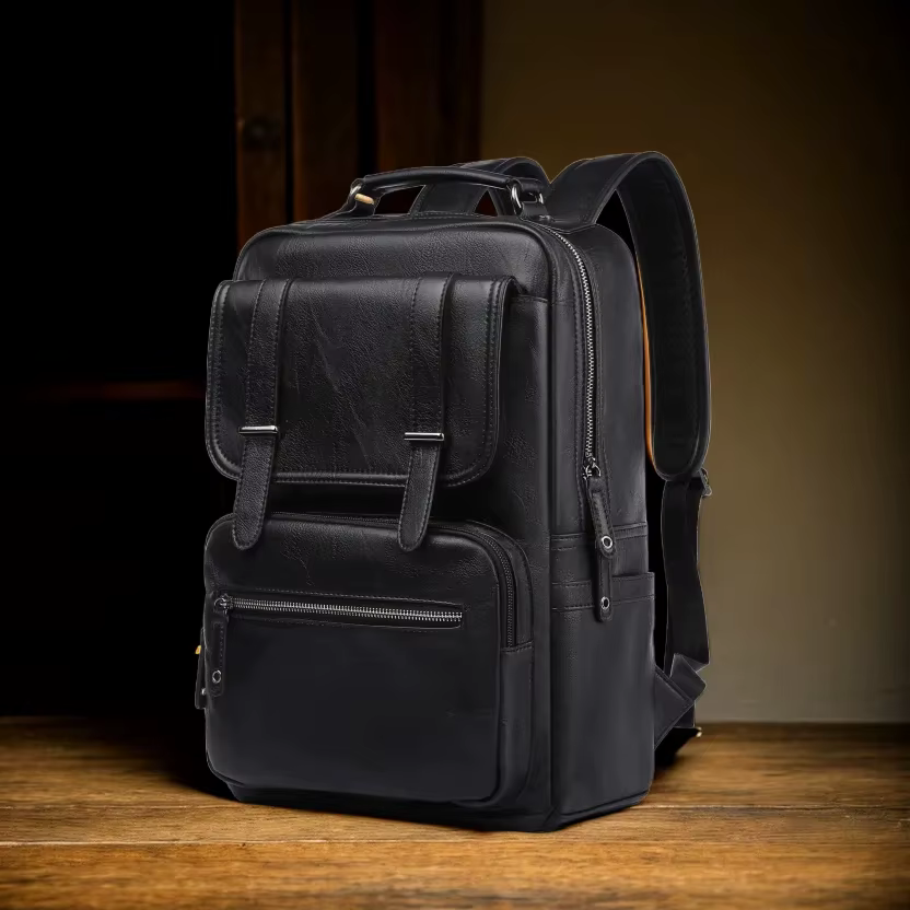 MOYYI-Sac à dos en cuir pour ordinateur portable pour homme, sac à dos de voyage étanche, sac d'affa