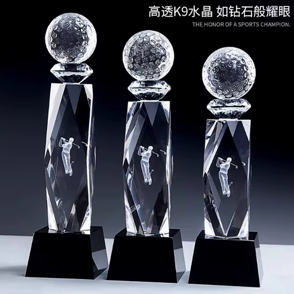 Coupe de trophée de Golf en cristal, bâton de filet de partition totale, Champion la plus éloignée, 