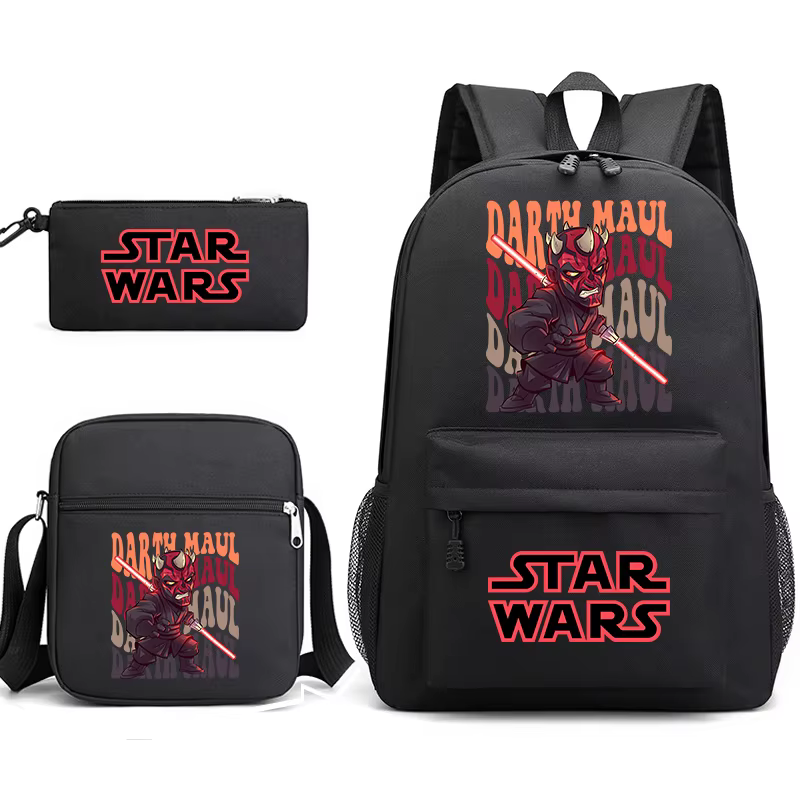 Sac à dos d'étudiant imprimé Star Wars Darth Maul, sac à bandoulière décontracté avec trousse à cray