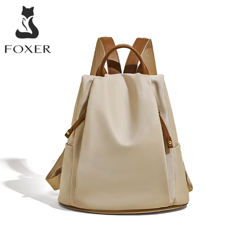 Sac à dos en tissu FOXER pour femme 2026 – Sac à bandoulière tendance avec poignée supérieure pour é