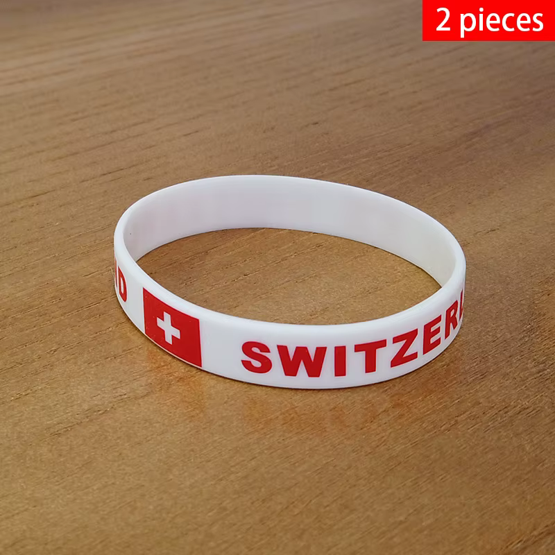 Bracelets drapeau National suisse, 2 pièces, bracelet de sport en Silicone, bande en caoutchouc, acc
