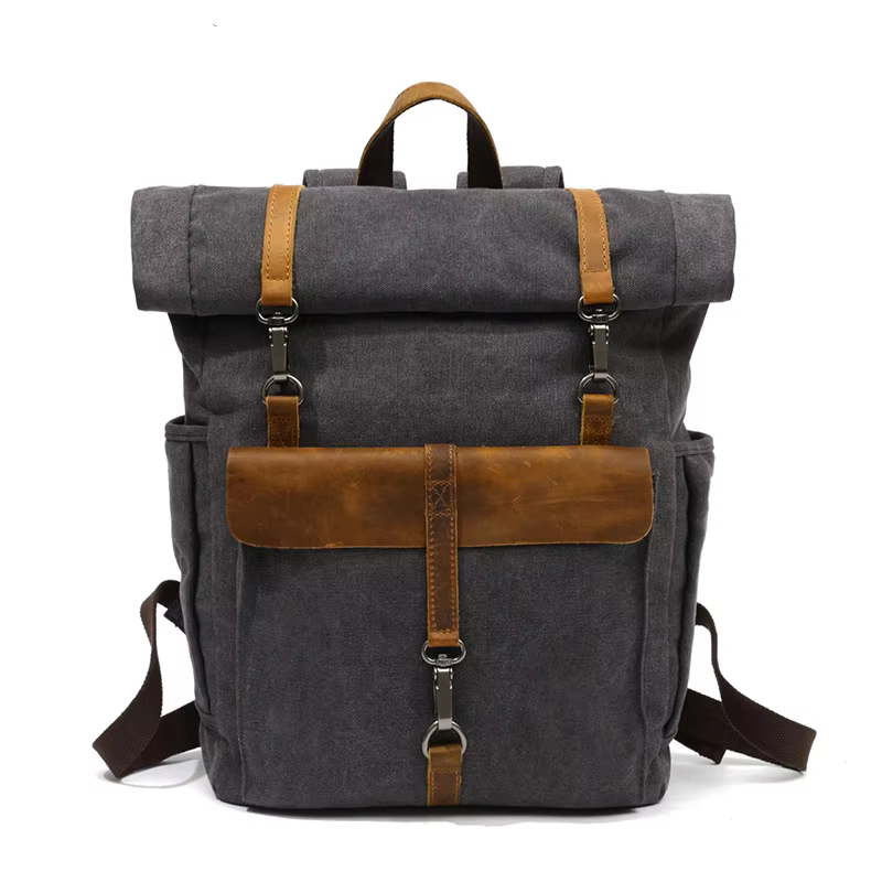Sac à dos en toile de style vintage pour hommes et femmes avec bretelles réglables et compartiments 