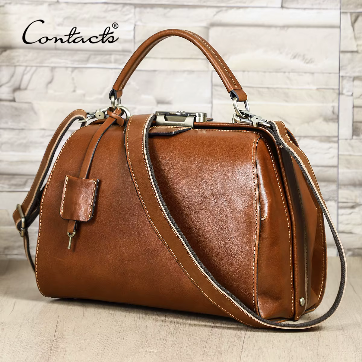 Sacs de médecin en cuir véritable CONTACT'S pour femmes, sacs à bandoulière de luxe de créateur, sac