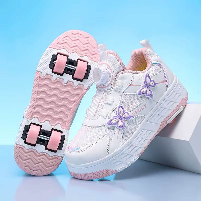 Patins à roulettes pour fille, 4 roues, baskets, mode enfant, sport décontracté, patins à roulettes 