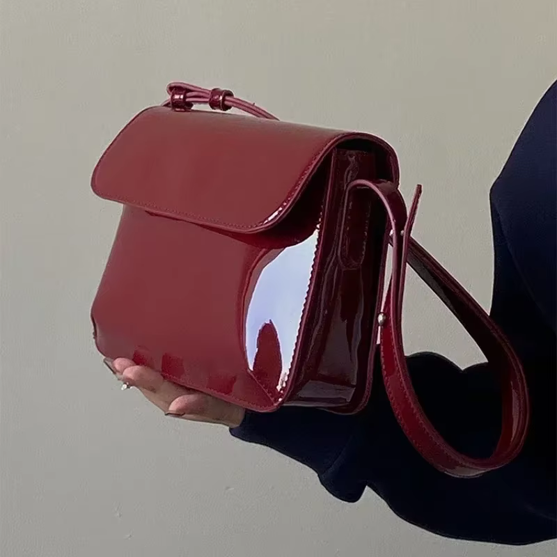 Sacs à bandoulière rétro en cuir verni pour femmes, sac à bandoulière de luxe de styliste, petit sac