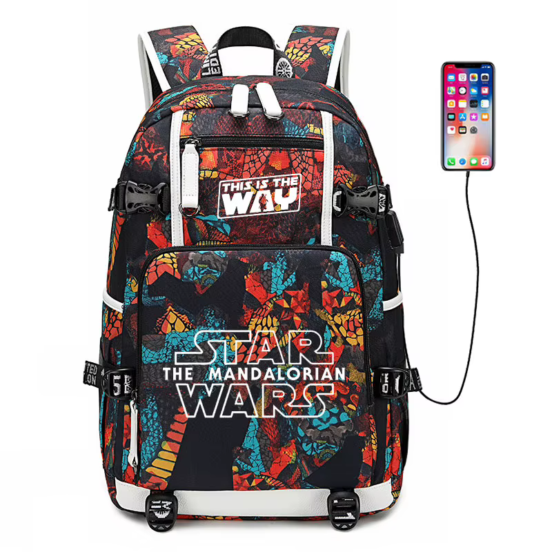 Sac à dos Star Wars avec chargeur USB, sac à dos de voyage pour ordinateur portable, sac d'école imp