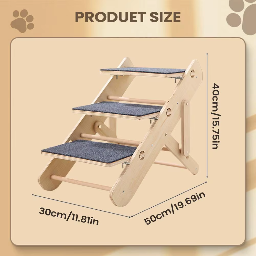 Escalier pour chien antidérapant, stable, pliable, 3 marches, pour la maison, le salon, le chevet, l