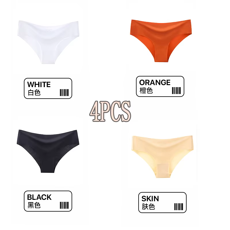 4 pièces de slips sans couture pour femmes, sous-vêtements sexy semi-ajustés, sportifs, respirants e
