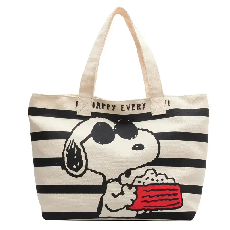 BANDAI Snoopy mignon dessin animé grande capacité sac en toile pour les étudiantes pour contenir des