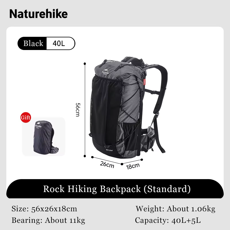 Natureifa-Sac à dos d'escalade de camping avec housse de pluie, sac de voyage d'alpinisme militaire,
