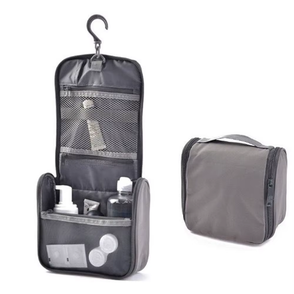 Trousse de Toilette de Voyage Pliable Étanche avec Compartiments Humides/Secs, Mousqueton, Grande Ca
