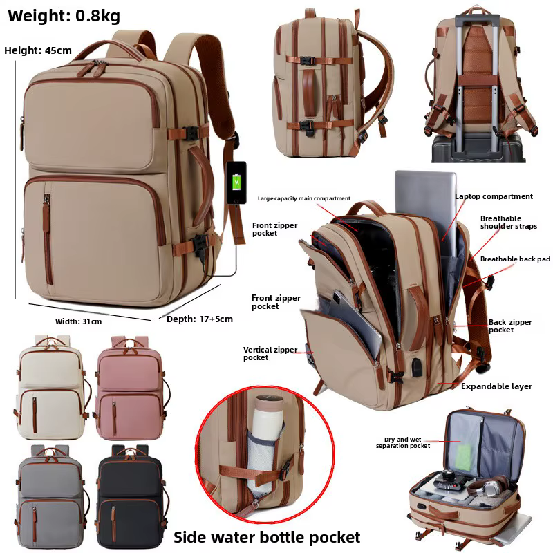 Sac à dos unisexe de grande capacité extensible, sac de voyage pour ordinateur portable, sac à bando