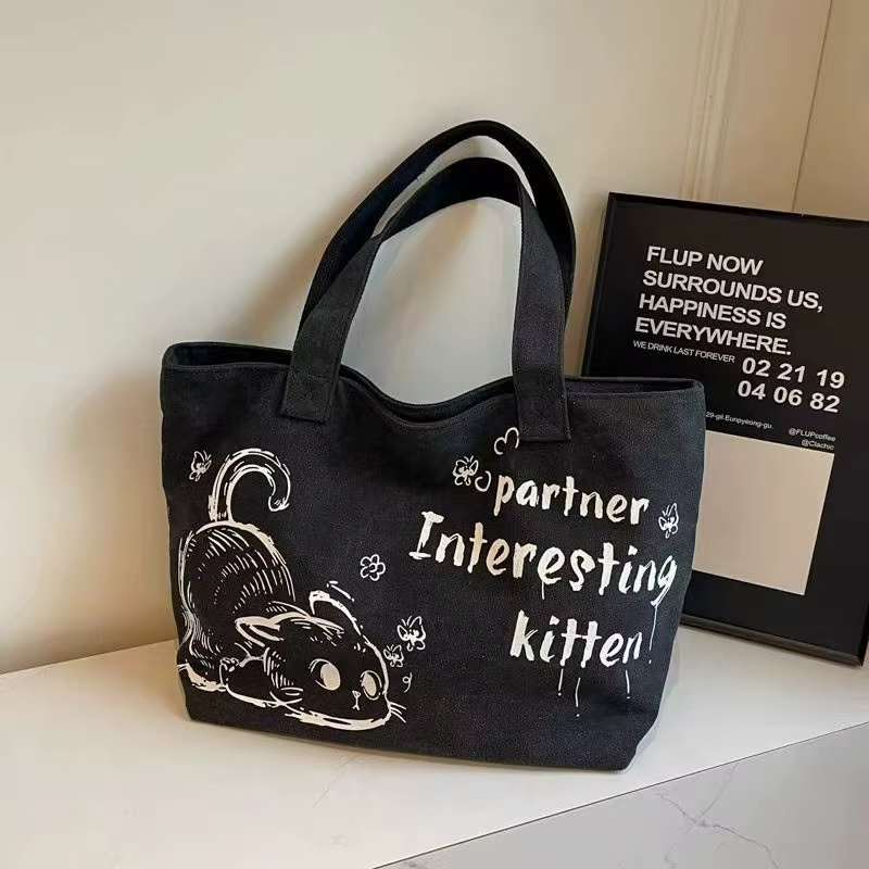 Sac fourre-tout en toile pour femme, élégant, spacieux et durable, avec fermeture éclair et design c