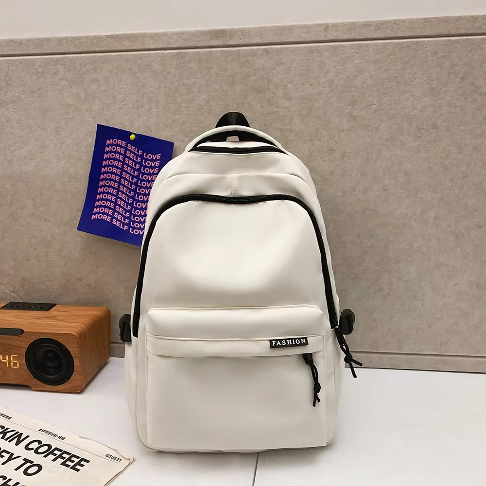 Sac à dos de grande capacité de couleur unie, sac noir simple pour étudiants et voyages