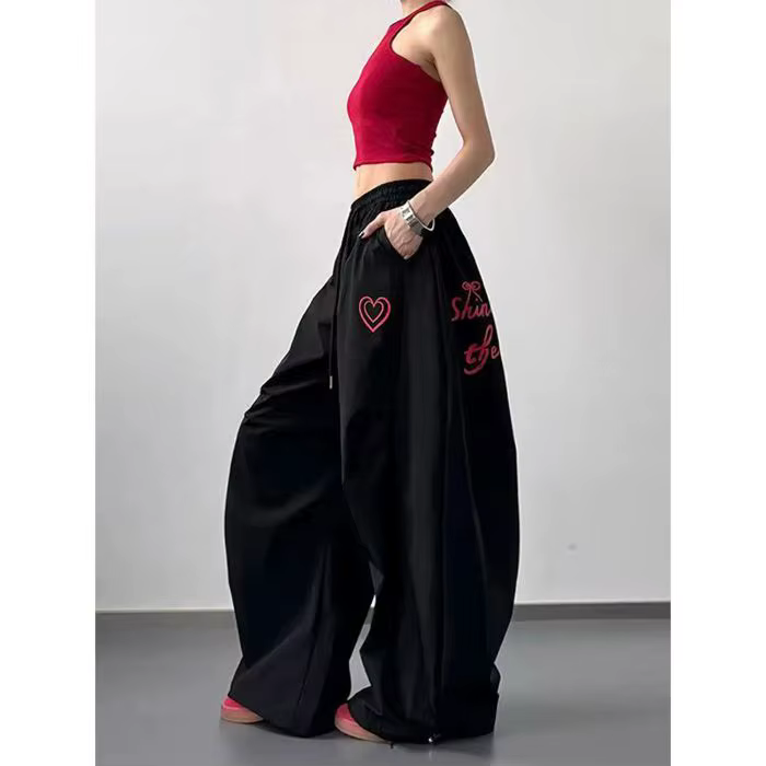 Pantalon large pour femme, vêtements de sport, pantalon de survêtement à jambe large, pantalon de jo