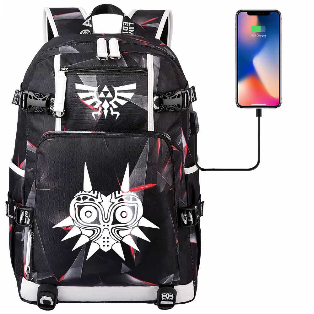 Zeldas Mochila USB grande capacité étudiant cartables femmes hommes ordinateur portable voyage sac à