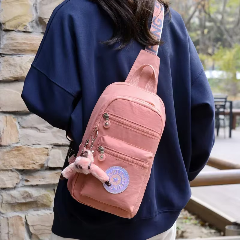Nouveau Sac à Dos Messager Léger Multi-Zippé Grande Capacité Printemps-Été 2026, Sac Bandoulière Imp