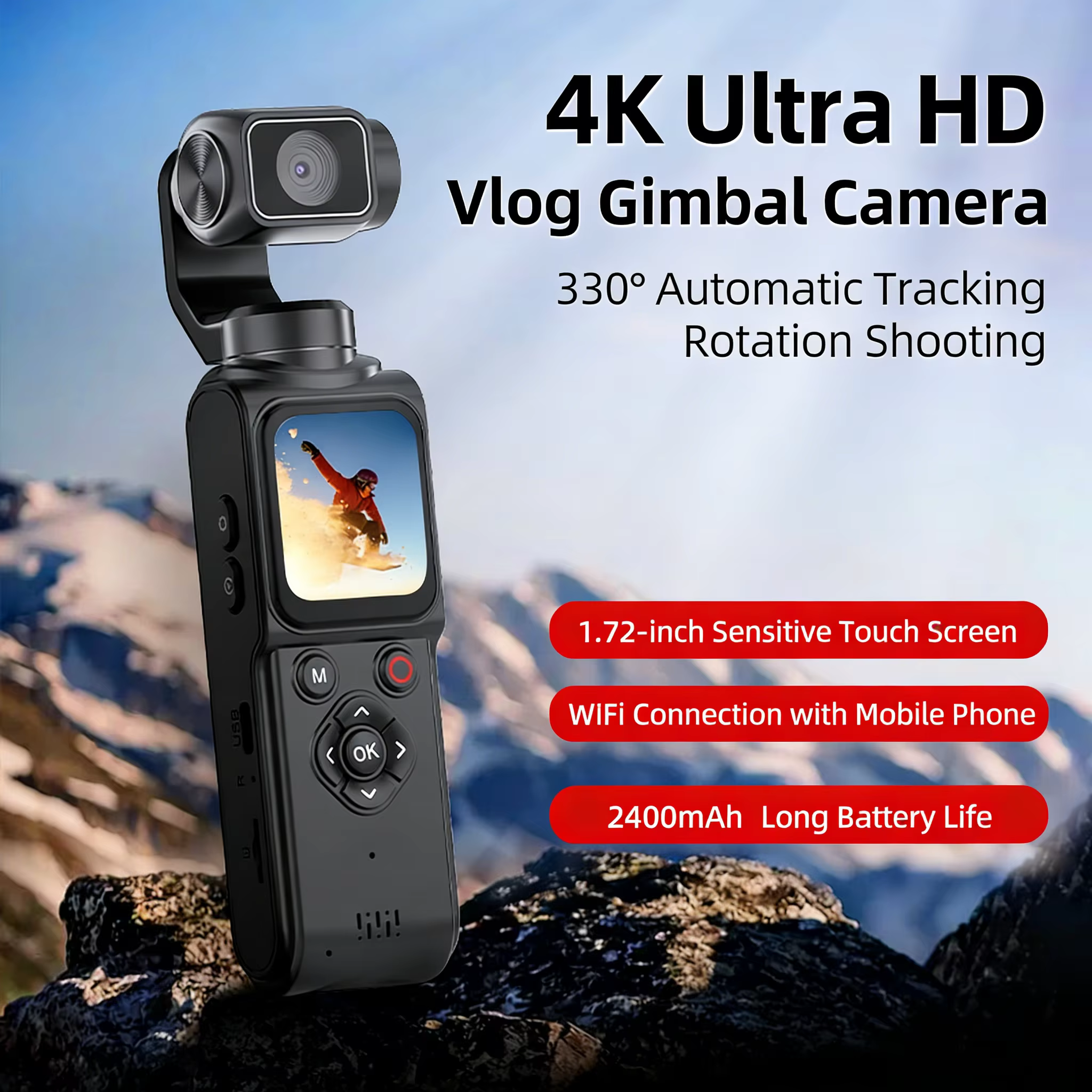 Caméra sportive DV 4K pour le cyclisme, écran IPS 0,96'', enregistreur vidéo avec télécommande WIFI,