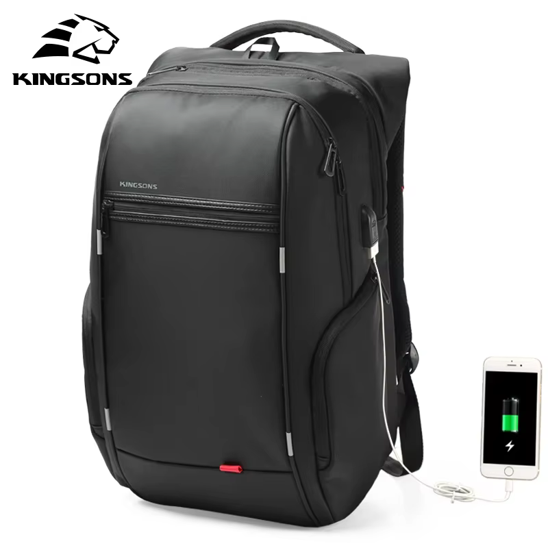 Kingsons-Sac à dos étanche pour homme et femme, avec chargeur USB, pour l'école, antivol, pour ordin