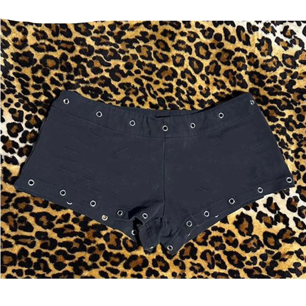 Shorts imprimés croisés, mode décontractée, couleur noire, style Y2K, sexy, coupe ajustée, polyvalen
