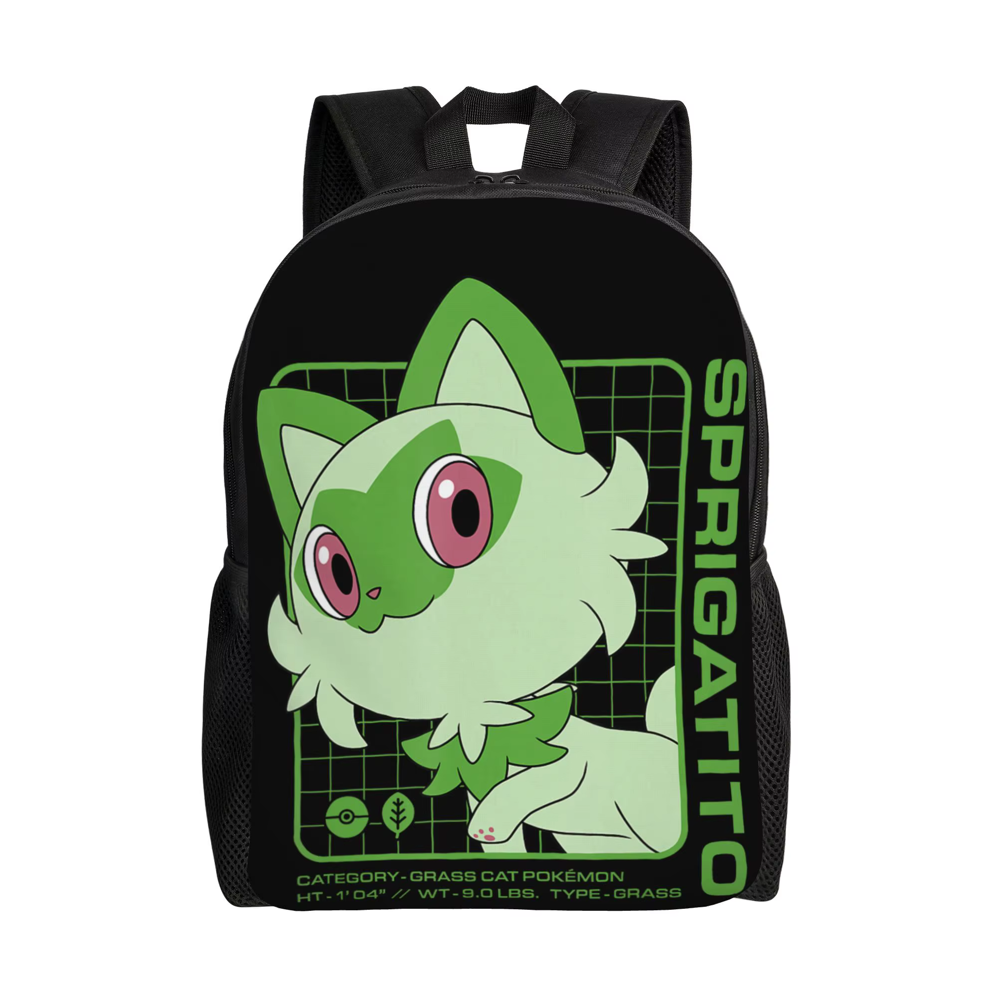 Sacs à dos Bandai Pokemon Sprigatito Stats Daypack mochila High School Sac à dos robuste à bandouliè