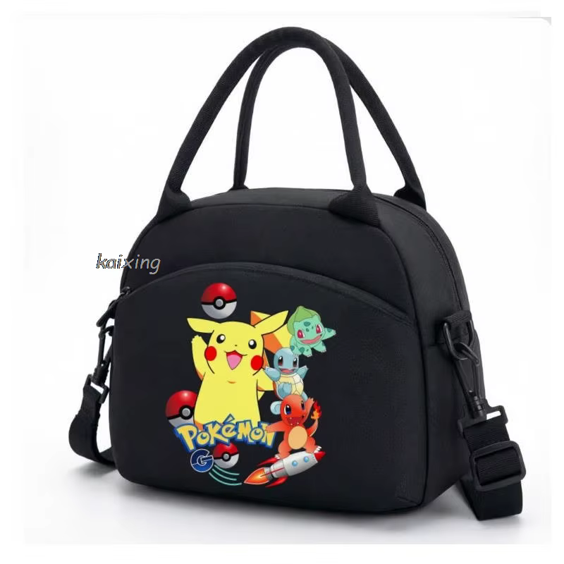Sac à déjeuner isotherme Pikachu dessin animé, sac à bandoulière mignon pour bento, idéal pour l'éco