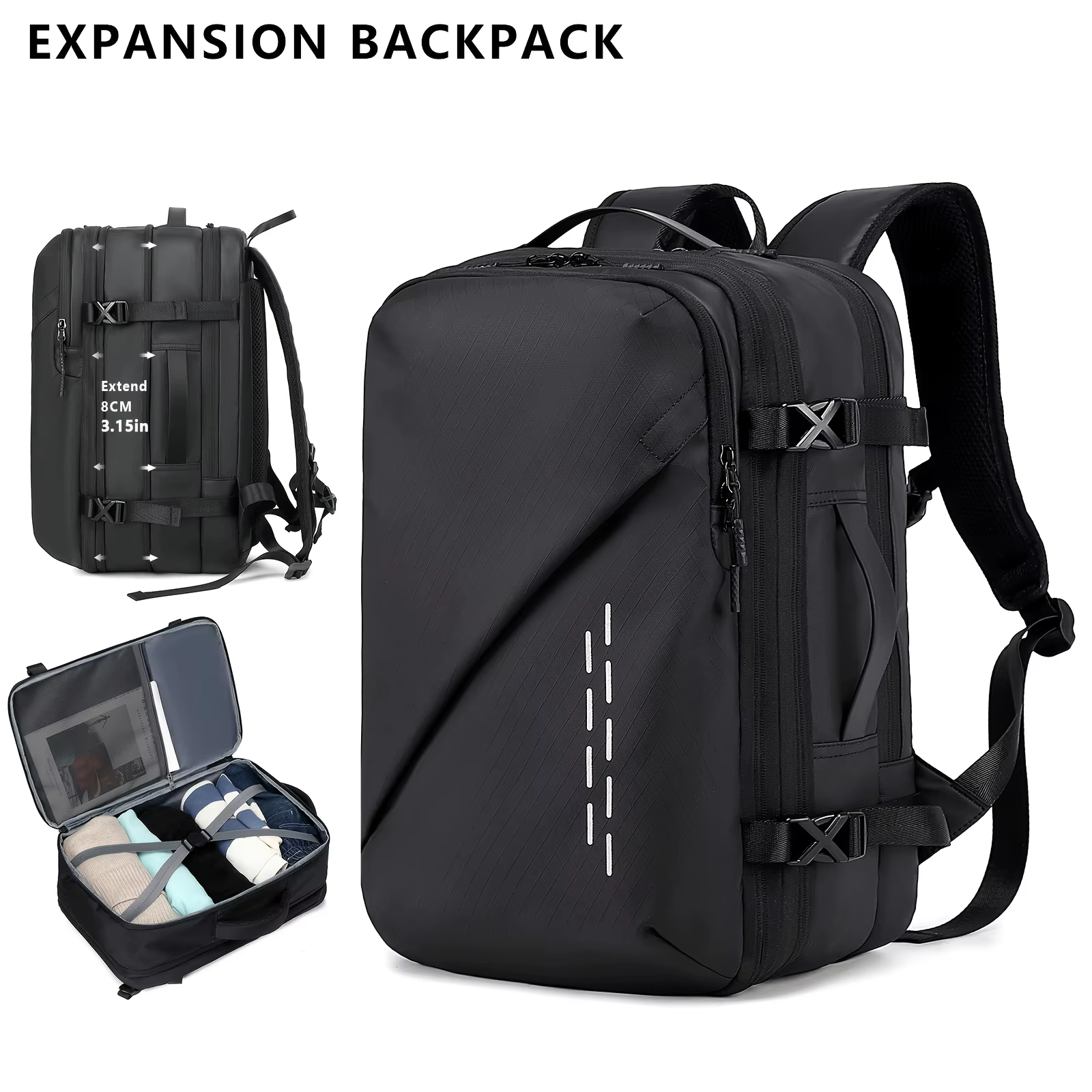 Nouveau sac à dos d'expansion de grande capacité à compression sous vide, sac à dos de voyage, sac d