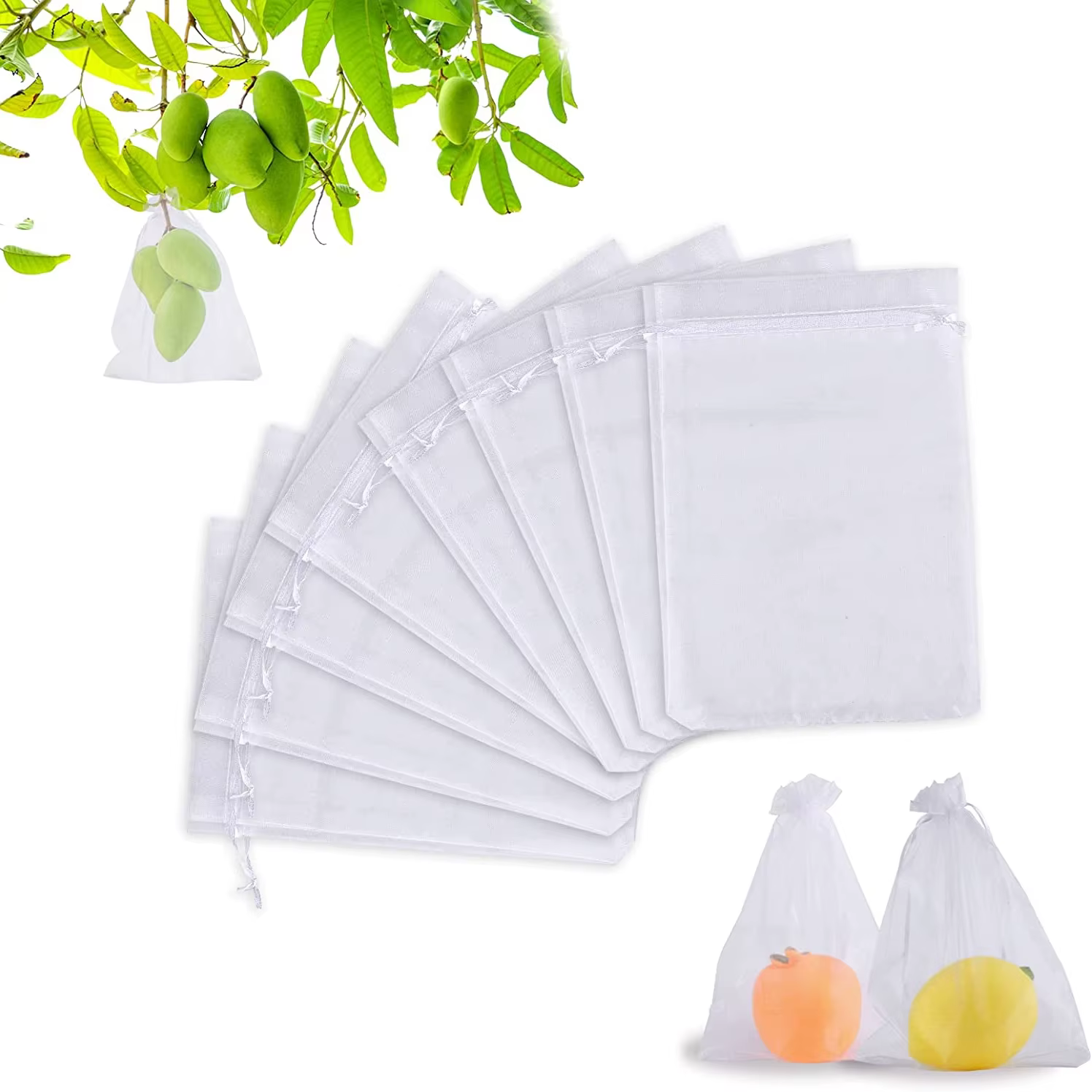 Sacs de protection pour raisins avec cordon de serrage, sacs en maille pour la protection des fruits