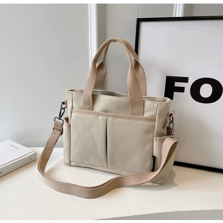 Sac fourre-tout en toile pour femme, multifonctionnel, grande capacité, sac bandoulière, sac à main 