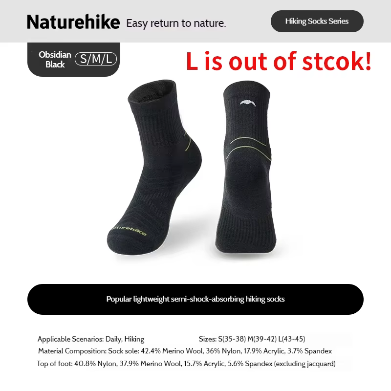 Naturehike Merino Laine Randonnée Trekking Chaussettes Léger Printemps/Été Mi-Mollet En Plein Air Co