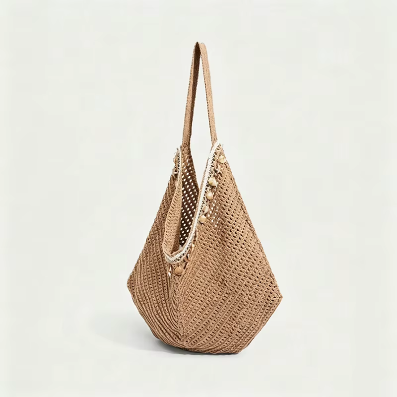 Sac fourre-tout tendance en crochet pour femme, sac à main de plage en paille grande capacité, sacs 