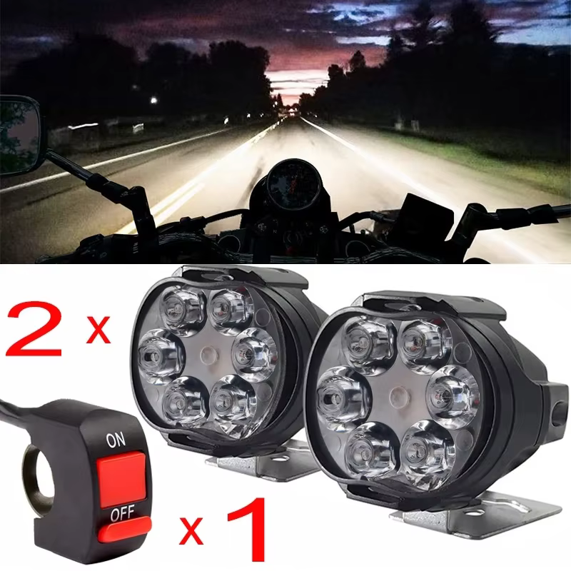 2 pièces Moto phare Led 12V haute luminosité Led lumières lampe pour Moto Moto externe avant Led Foc