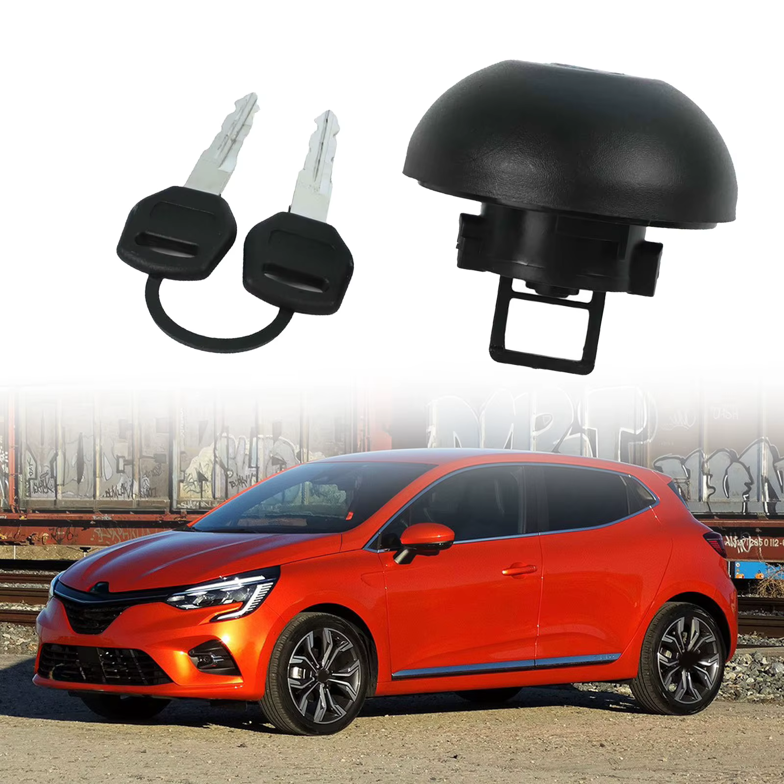 Bouchon de réservoir de carburant noir élégant conçu pour les véhicules Renault, y compris pour Clio