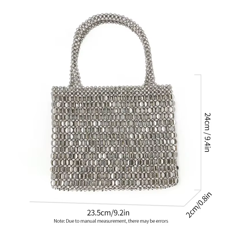 2025 sacs à main en métal creux à la mode pour femmes rétro mode tissage à la main perlé brillant co