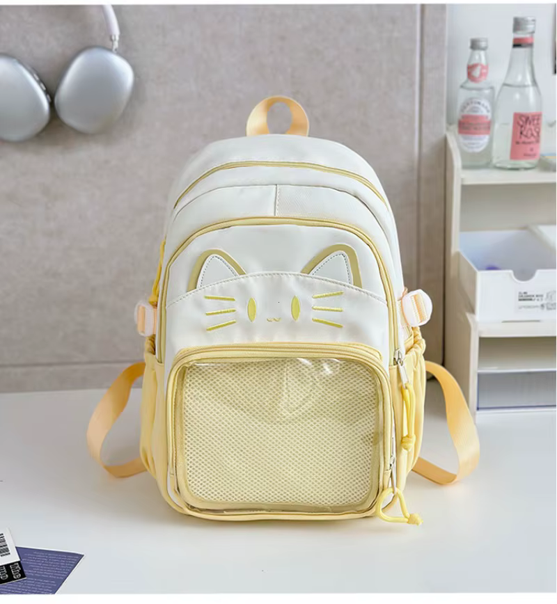 Y2K mignon chat Ita sacs à dos grande capacité sac à dos décontracté fille Transparent bricolage aff