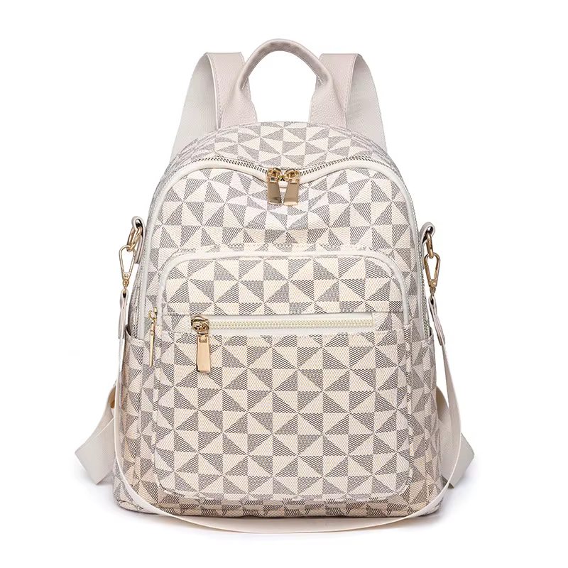 Sac à dos imprimé à motif de moulin à vent rétro, sac à dos léger imperméable en PU de grande capaci