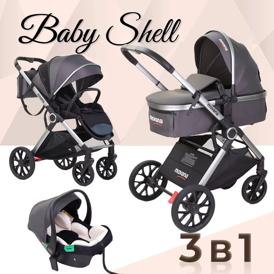 Poussette bébé multifonctionnelle haut de gamme 3 en 1 avec fonction assise et couchée, poussette bé
