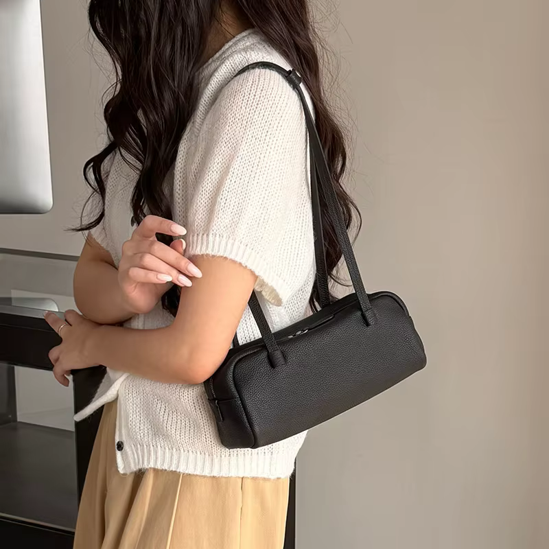 Nouvel Arrivage Sac de Bowling pour Femme en Cuir Véritable Haut de Gamme Sacs à Bandoulière 2026 Sa