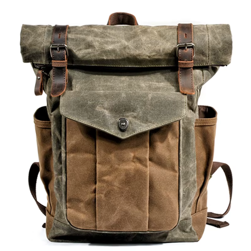 Sacs à dos en toile Vintage de luxe pour hommes, toile de cire d'huile, sac à dos de voyage en cuir,