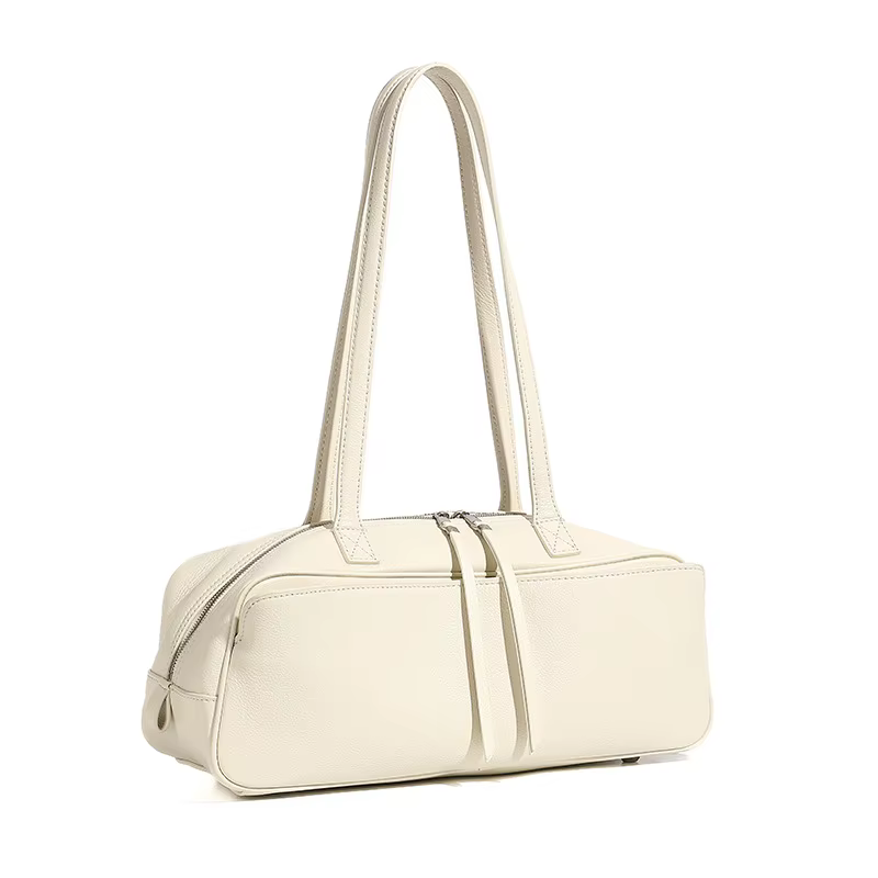 Sac à bandoulière en cuir véritable pour femme, sac de bowling, sac de poitrine, sac fourre-tout gra