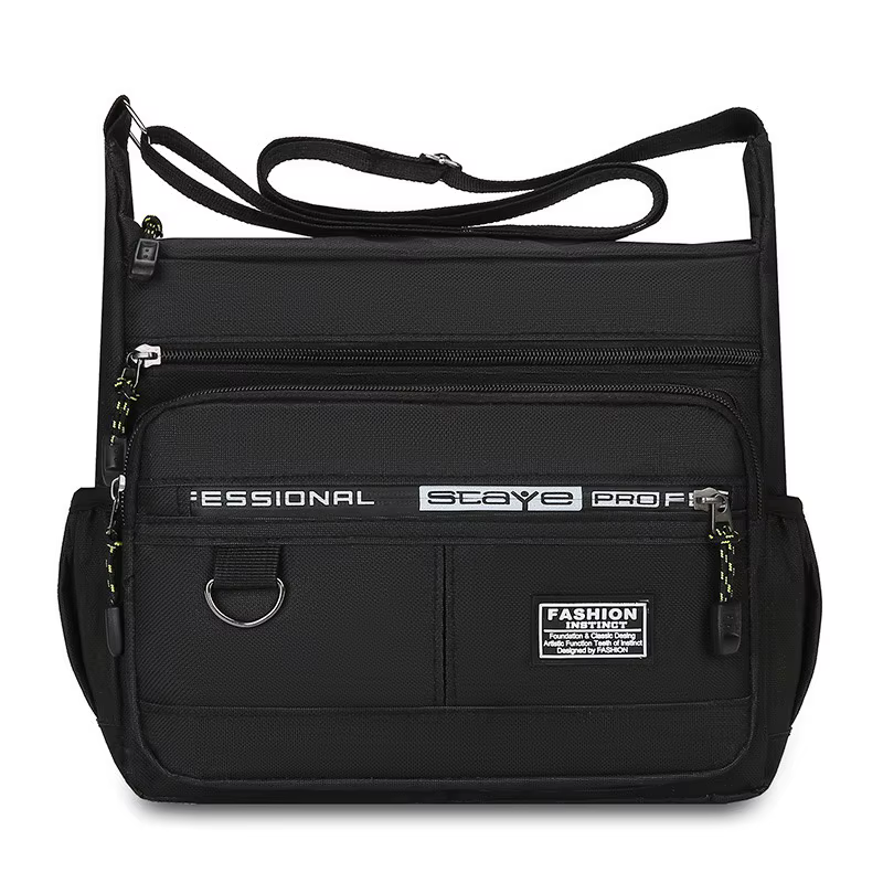Sac à bandoulière pour hommes avec poches multicouches, bandoulière réglable, sac d'affaires à bando