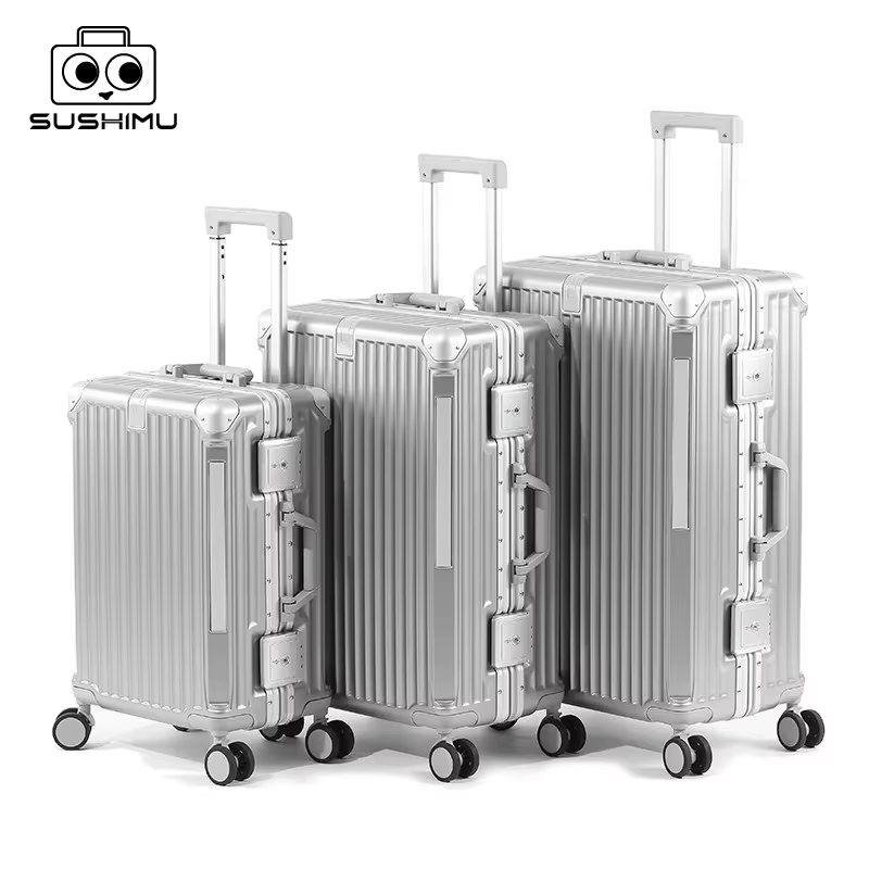 SUSHIMU-Valise de voyage pour hommes et femmes, bagage à main, cadre en aluminium PC, valise à roule