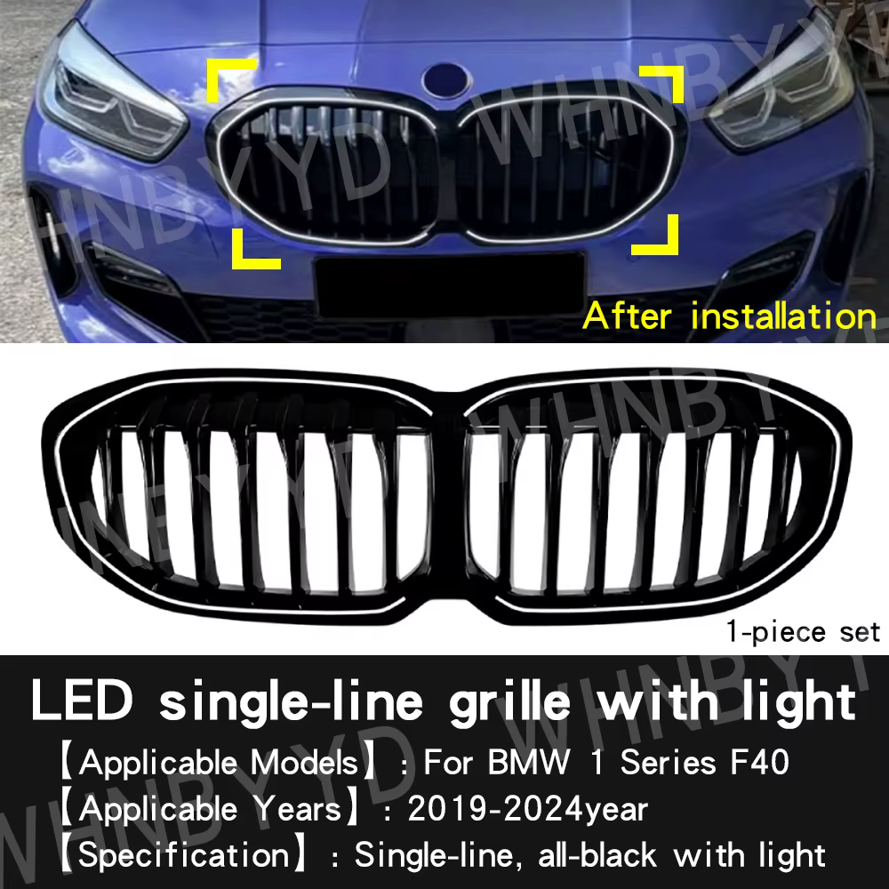 Grille de phare avant à LED double ligne éclairée pour BMW Série 1 F40 M135i 118i 118D M Sport 128ti