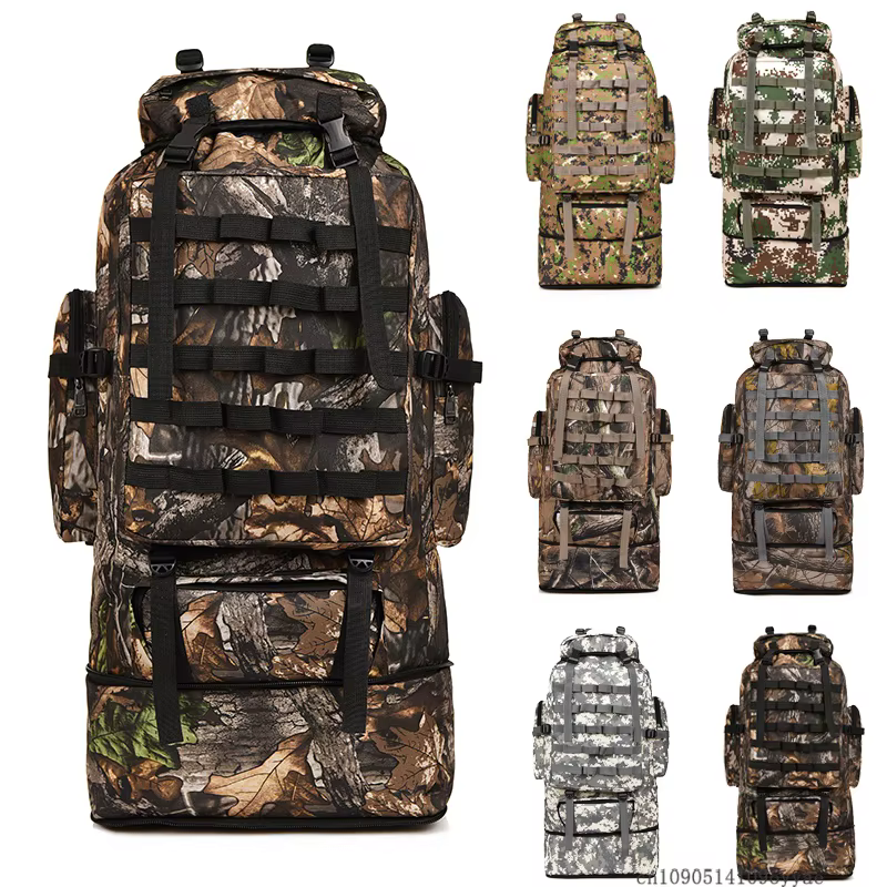 Sac tactique 70L, grande capacité, camouflage, sac à dos d'alpinisme, imperméable, sac à dos d'escal