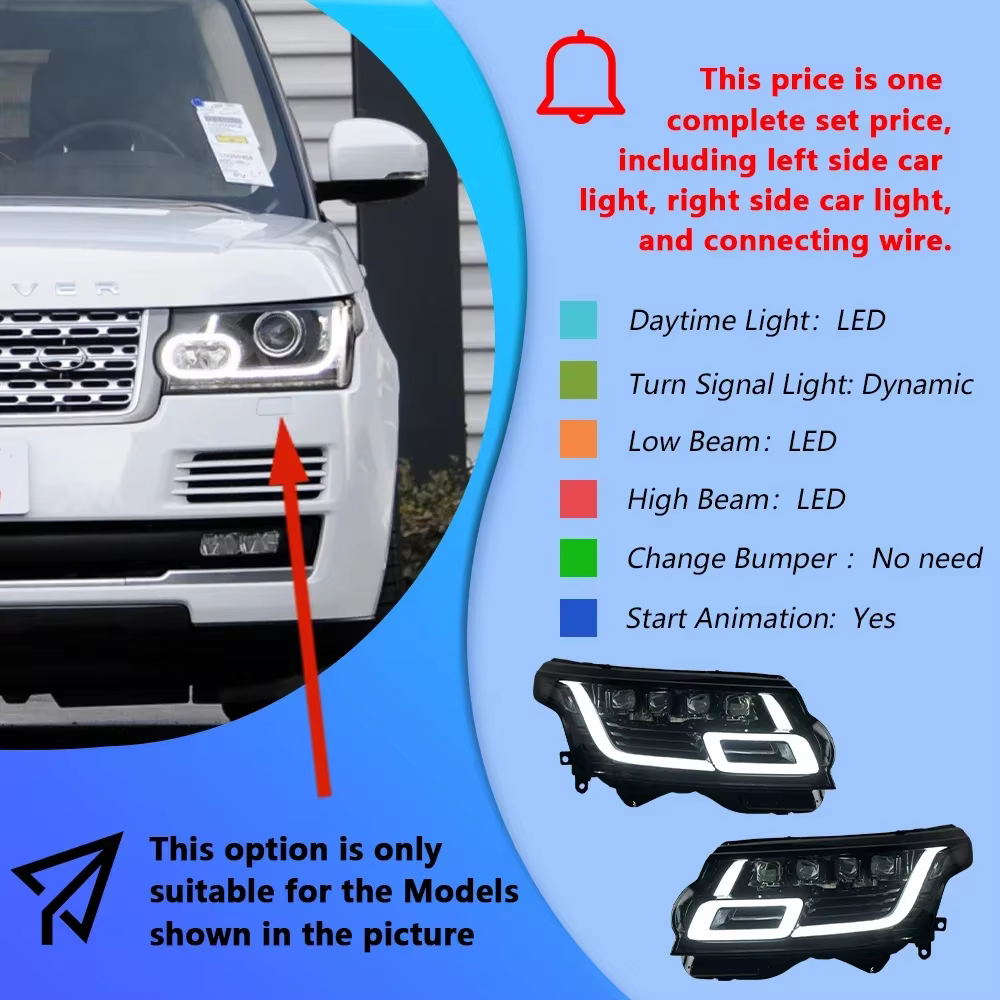 Ensemble de phares automobiles LED pour Land Rover Range Rover Executive Sport 2013 – 2022, mise à n